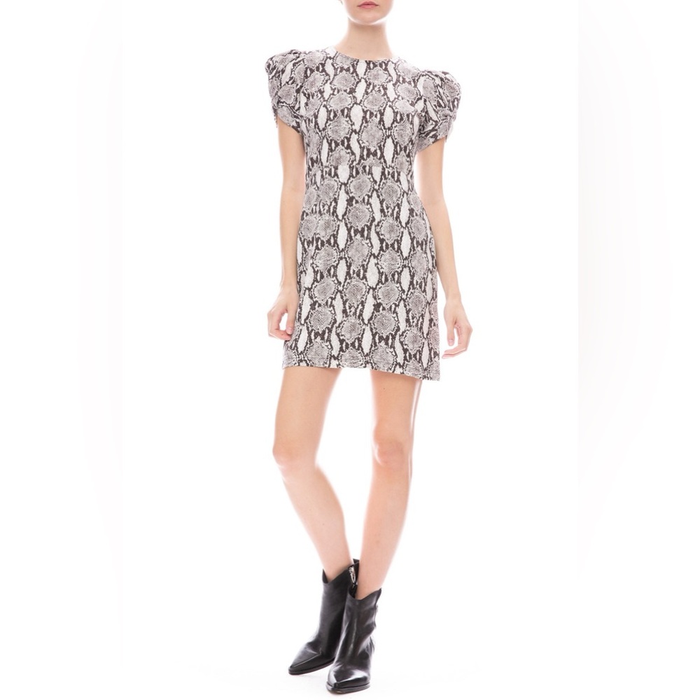 A.L.C. Brinley snake-print puff-sleeve mini dress